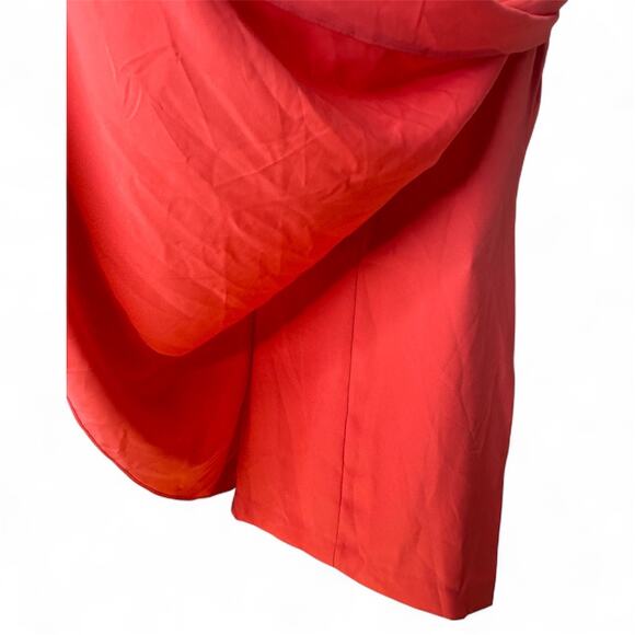 Ralph Lauren Cape Georgette Cocktail Dress Orange Bright Vermillion color Sz 6 - Picture 7 of 9